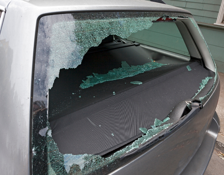 car broken windshield