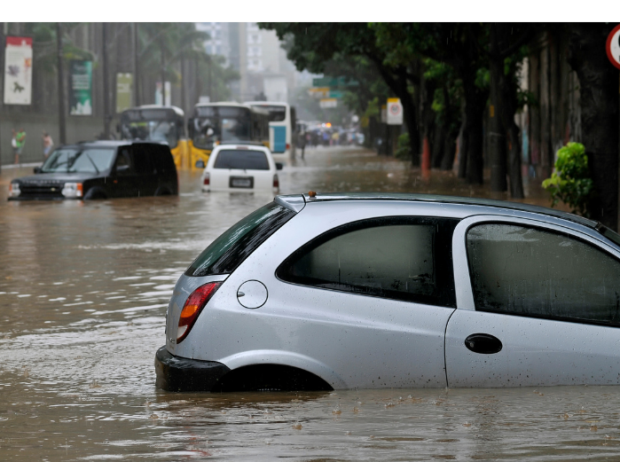 flooded street with cars