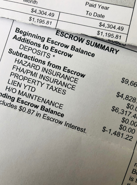 picture of an escrow account statement