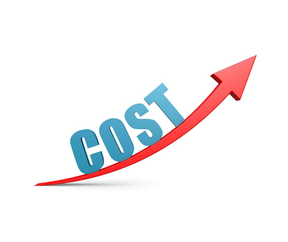the word cost sitting on an arrow pointing upward